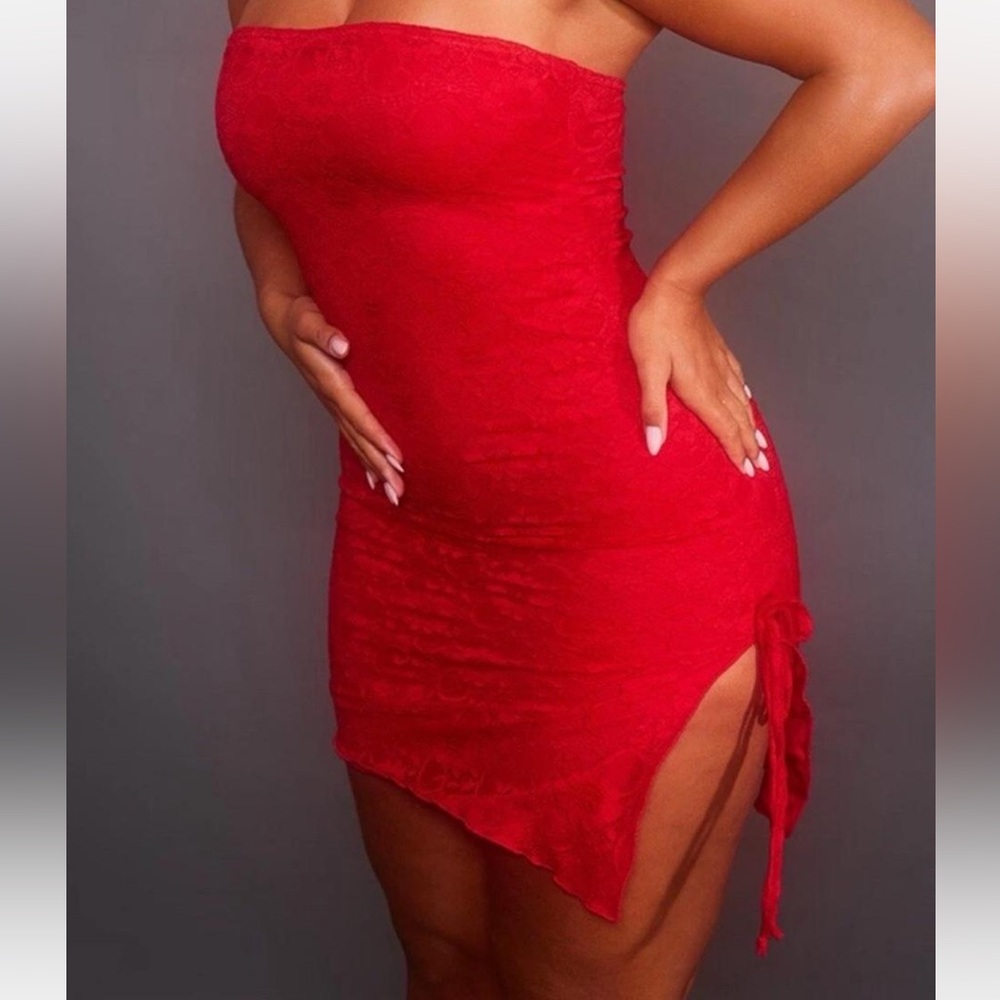 PrettyLittleThing Red Lace Dress Size 6